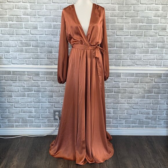 Michael Costello X REVOLVE Eric Gown Maxi Bronze NEW S Formal Party Cocktail